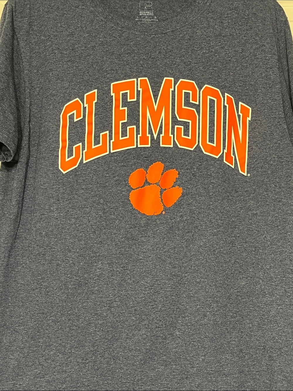 Russell Athletic Clemson Tigers Heather Blue Logo T Shirt Men’s Large NCAA